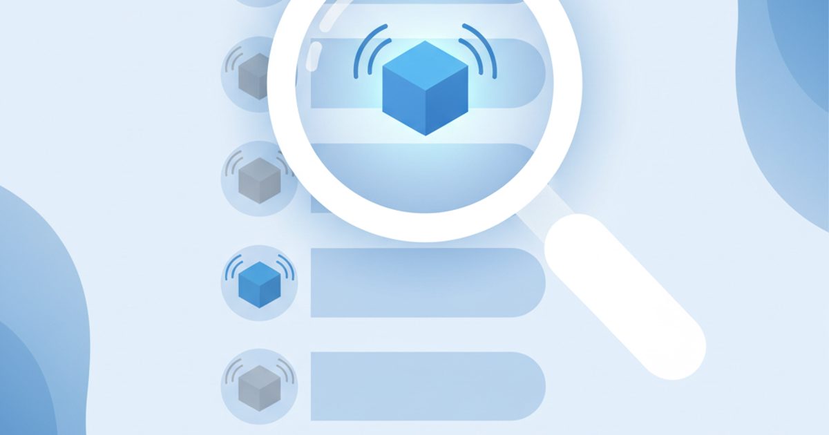 An illustration showing a magnifying glass over a list of Telegram bots, with one bot highlighted to represent its discovery through search optimization.