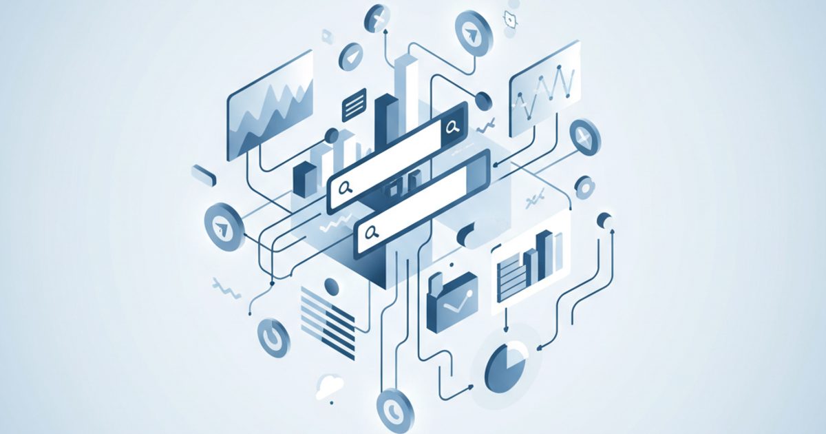 An abstract diagram showing data flowing from search queries into charts and graphs, symbolizing the analysis performed by Telegram channel finders.