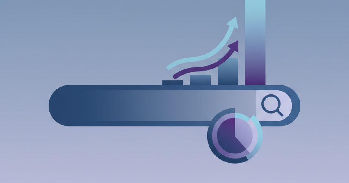 An abstract image showing charts and graphs ascending from a search bar, symbolizing the concept of improving a channel's rank in Telegram search results.