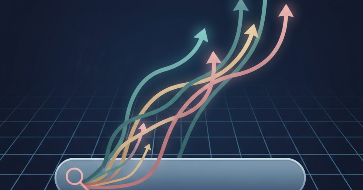 An abstract illustration of Telegram search optimization, showing several channels rising in rank from a search bar.